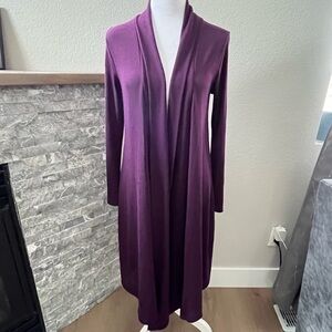 Rags + Couture Purple Duster Midi Open Cardigan Long Sleeve Women Small USA Made